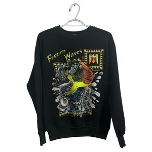 Rare 1989 Frozen Waves Snowboard DG Sportswear Graphic Crewneck Sweater